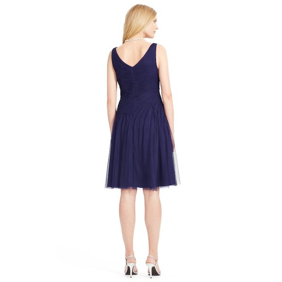 RALPH LAUREN Blue Pleated Tulle Evening dress - Picture 2 of 13
